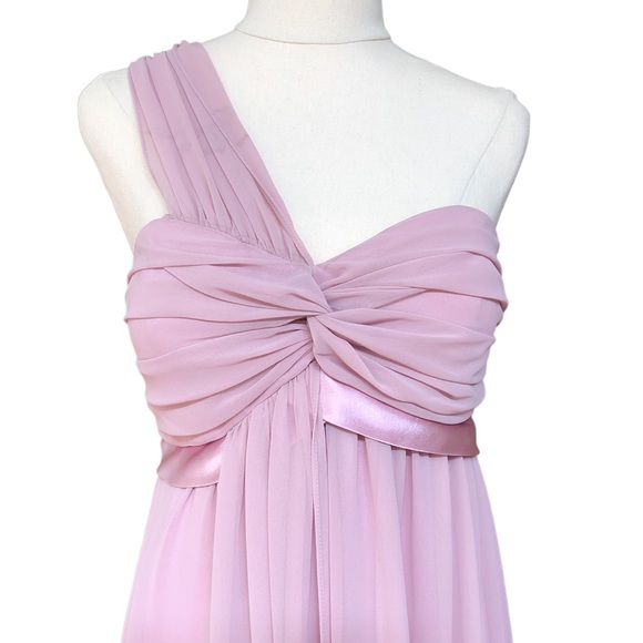 Vintage PACOPM Dusty Pink Strapless Floaty Dress Sheer Fully Lined Floor Length - Picture 3 of 8